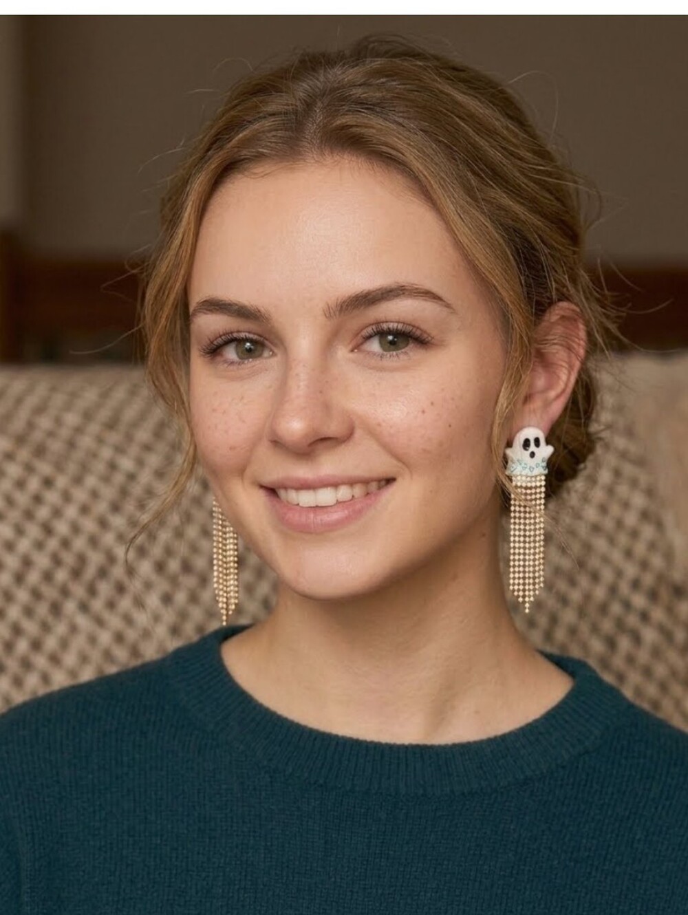Piper K Ghost Earrings with Gold Tassels